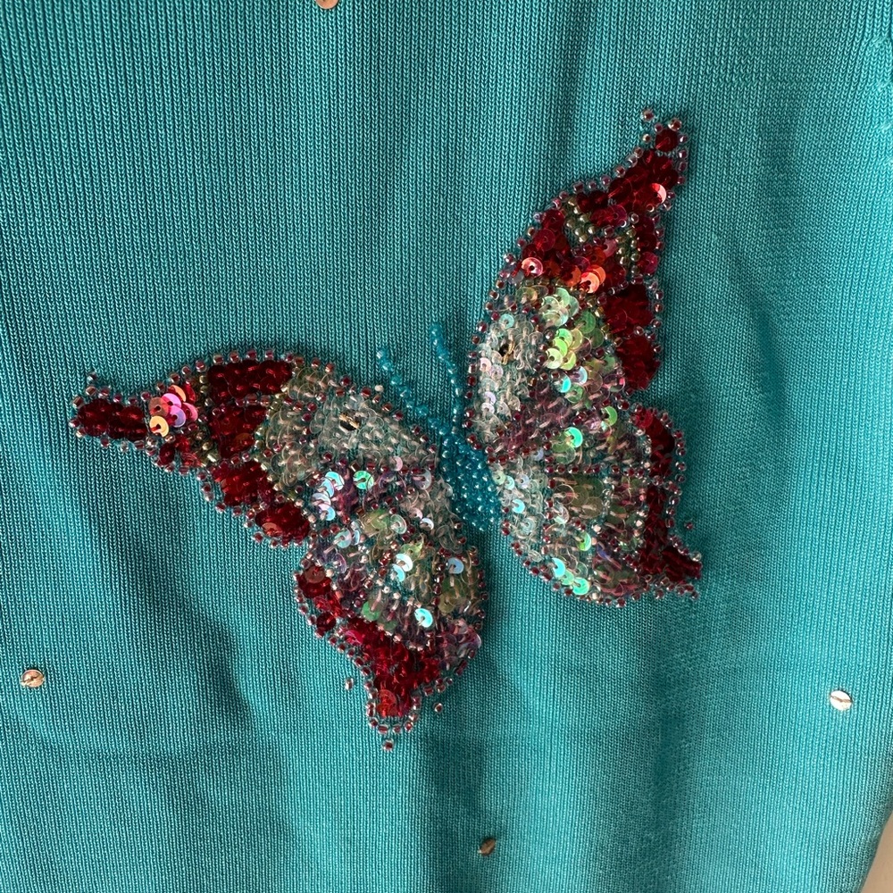 90s Beaded Butterfly Knit Tank - Picture 2 of 6